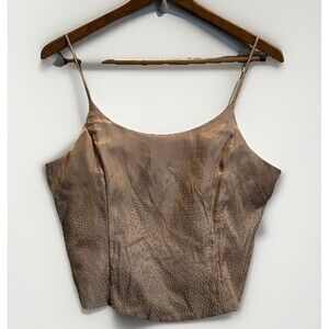 Vintage Y2K Lets Fashion Corset Tank Top Cream Beaded Shimmer Size 2XL Fairy